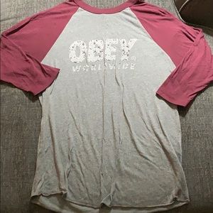 Obey 3/4 sleeve top